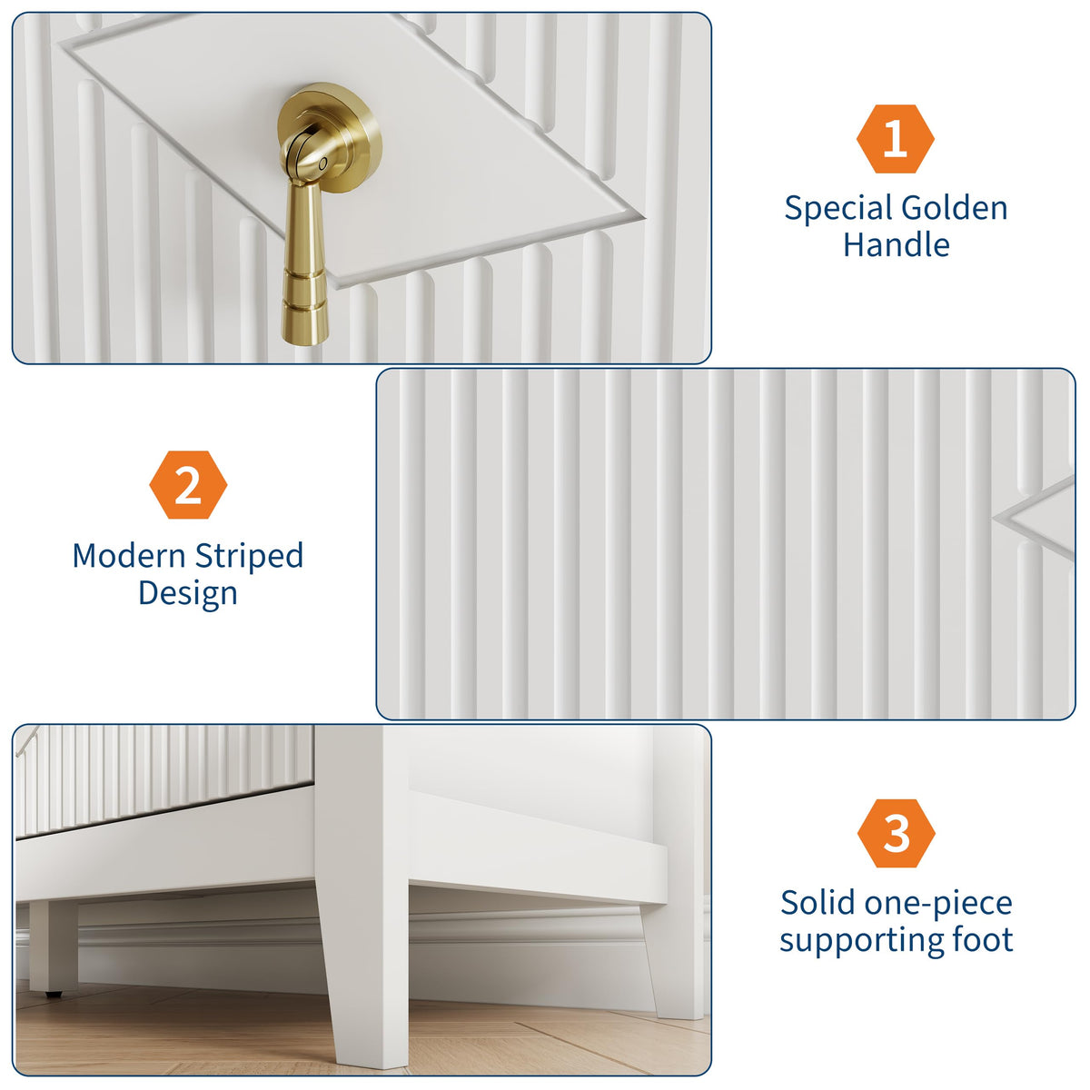 GarveeHome Fluted Dresser for Bedroom, 54 Inch Wide 6-Drawer Wood Dresser, Modern Chest of Drawers, Storage Organizer Cabinet for Living Room, Hallway, Entryway, White