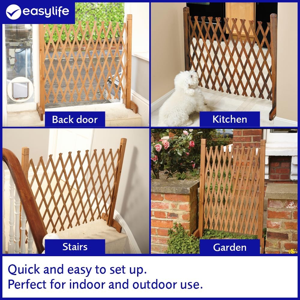 Easylife Solid Wood Expanding Fence, Mobile and Movable Fence, Gardeners & Pet Owners, Fold-able Design and Lightweight, H:90cm x W:30-190 cm from Easylife Lifestyle Solutions - Natural Wood