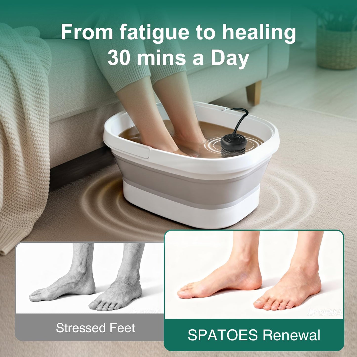 Ionic Foot Bath Detox Machine,Foot Detox Foot Bath Soak Tub with 2 Arrays,80 Disposable Foot Spa Liners, Sea Salt,Folding Foot Spa Bucket,Home Salon-Level Foot Soaking Tub