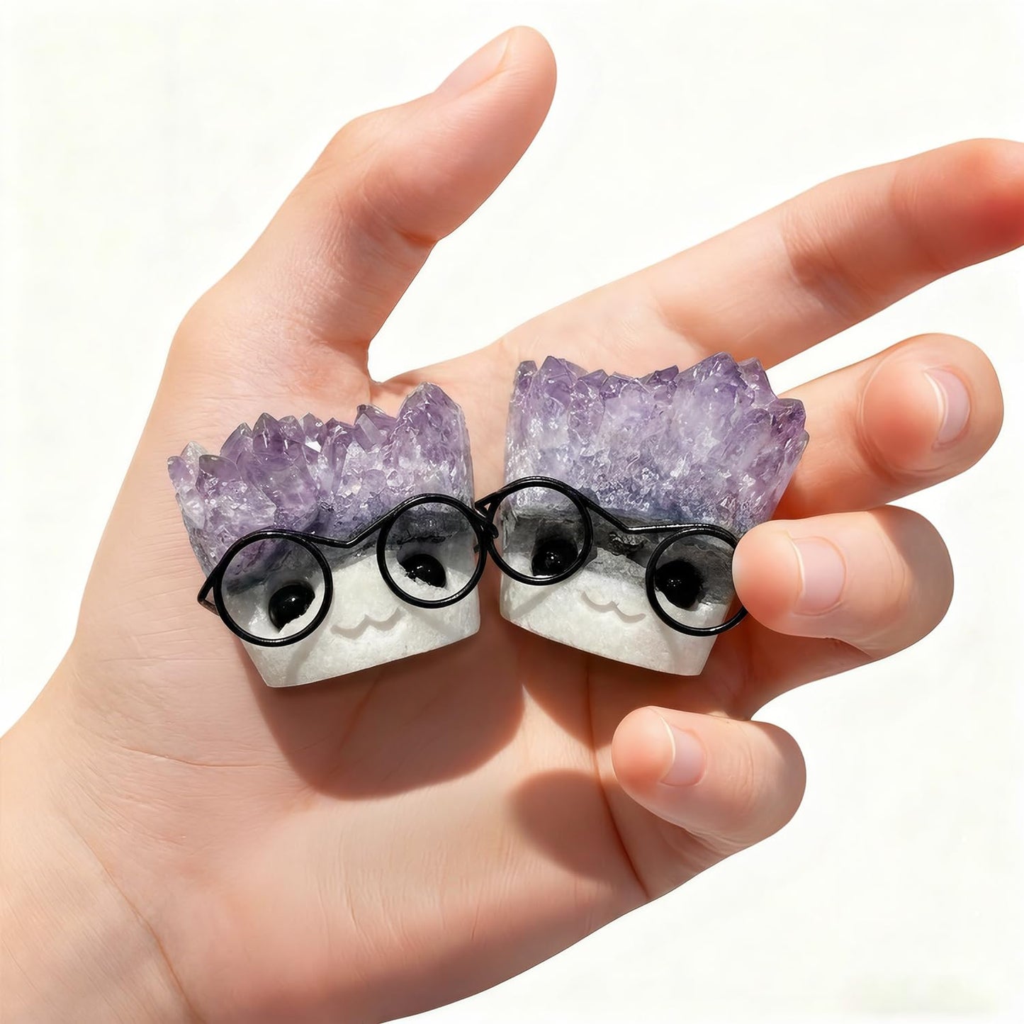 Estairkas Natural Crystal Hedgehog Pet Rock, Mystery Quartz Healing Crystal Buddy Punk Desk Decor, Cute Rock Collectors Gift for Coworkers, Friends, Birthday (Purple)