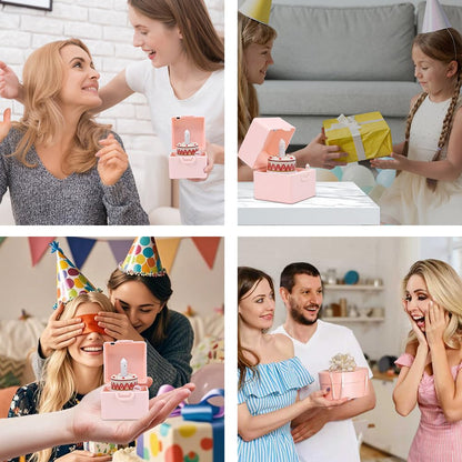 SLUQQHDU Surprise Gift Box,Surprise Pop up Gift Box,Birthday cake design,Happy Birthdays Music Box,Happy Birthday Box For Men Women Little Boys And Girls (Pink)