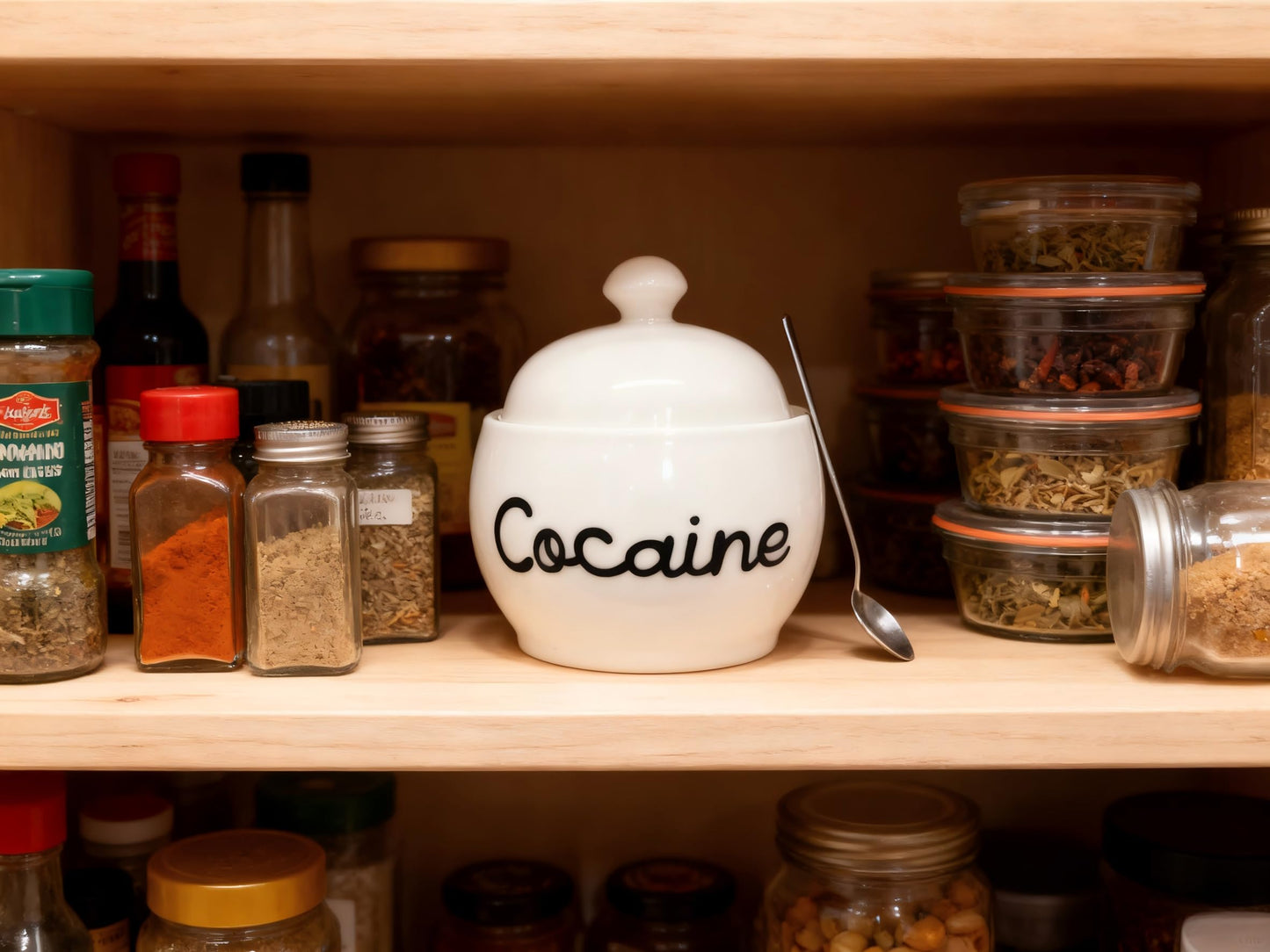 Cocaine Ceramic Sugar Bowl with Cocaines Design, Coffee and Sugar Container with Lid, Salt Container, Sugar Jar with Lid, Funny Kitchen Decor