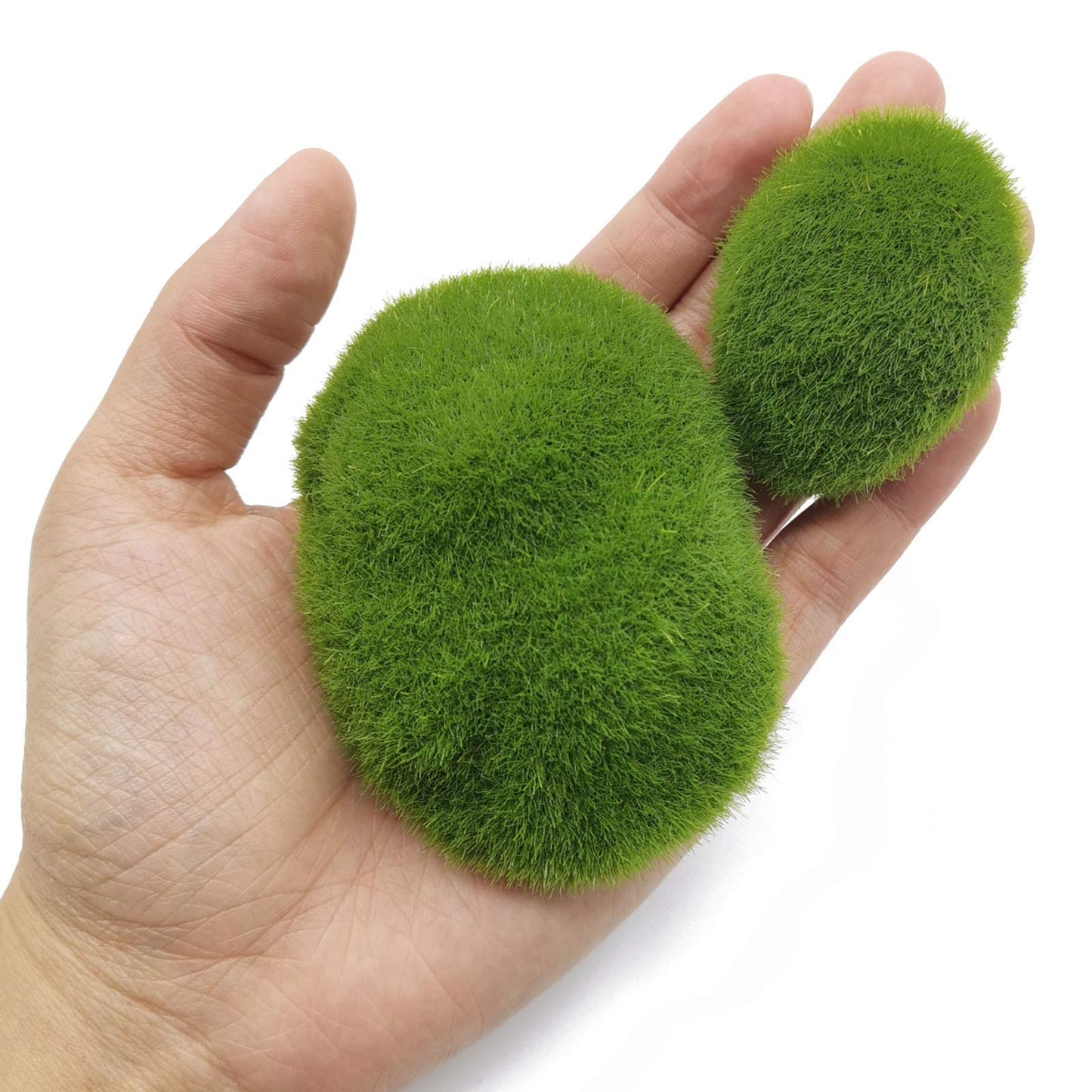 RONYOUNG 40PCS 4 Size Artificial Moss Rocks Decorative, Green Moss Balls,Moss Stones, Green Moss Covered Stones, Fake Moss Decor for Floral Arrangements, Fairy Gardens and Crafting