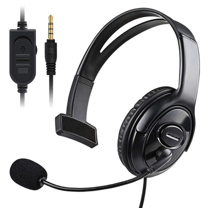 Joso Wired One Ear Headset with Mic, Single Ear Headset for PS5, PS4, Xbox, Switch, PC, iPad, Mac & Tablet with 3.5mm - Chat Headphone, Office Business, Coach, Gaming, Remote Work