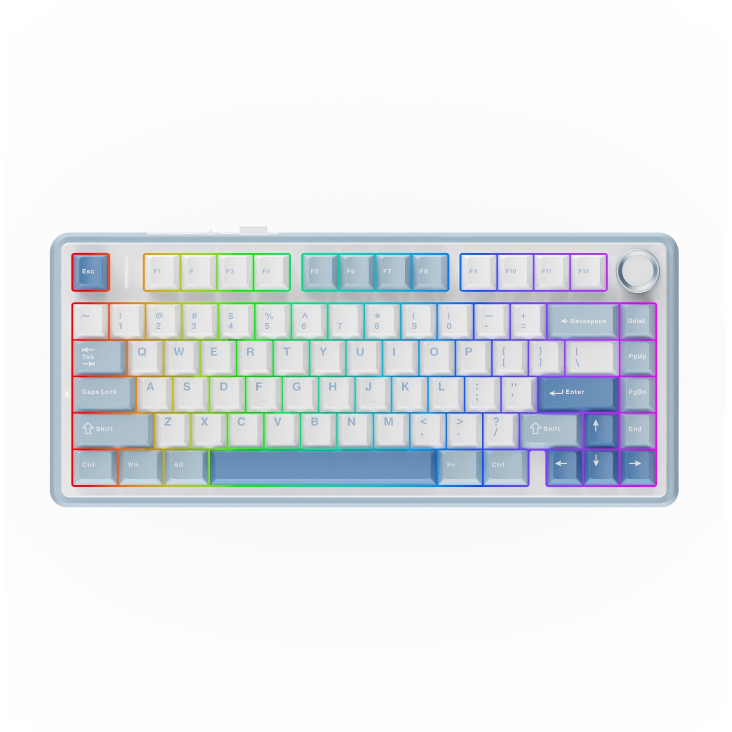 EPOMAKER AULA F75 Wireless Mechanical Gaming Keyboard, 75% Layout with Knob, Creamy Gasekt-Mount with Sound-Dampening, RGB, Hot-Swap, Bluetooth/2.4Ghz (Sea Salt Blue, Ice Vein Switch)