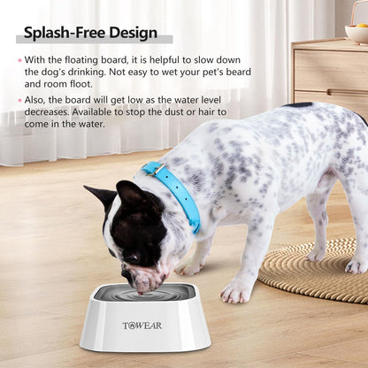 No Splash Dog Water Bowl with Floating Disk, 1.5L Slow Drinking Feeder, Anti-Overflow Anti-Choking No Spill Pet Water Bowl For Dog Cat Puppy Kitten (Black)