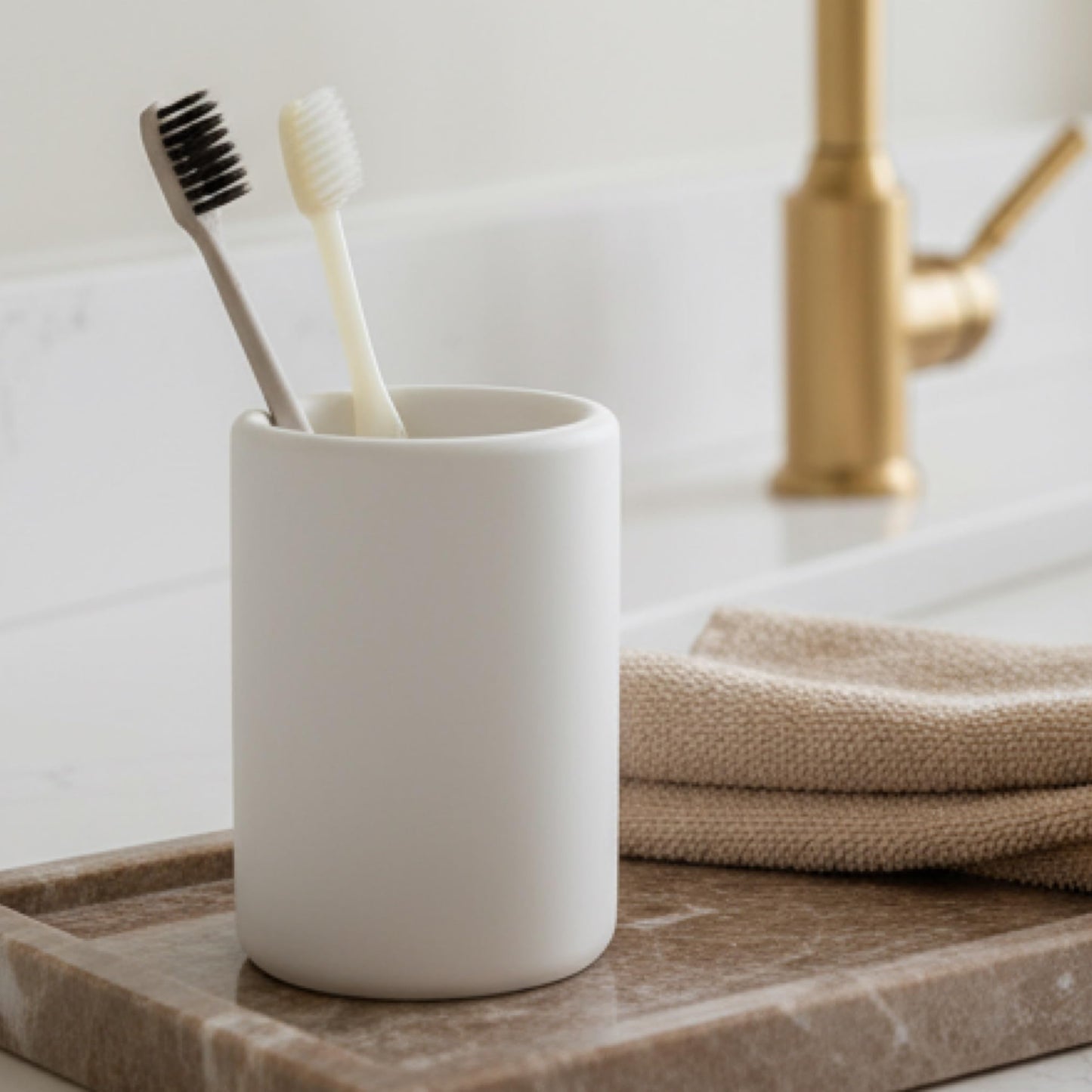 Nature Diatomite Toothbrush Holders for Bathrooms,Drying Stone Electric Toothbrush Holder, Toothpaste Holder, Water-Absorbent, Hand Made, Toothbrush Organizer for Bathroom Countertop, White
