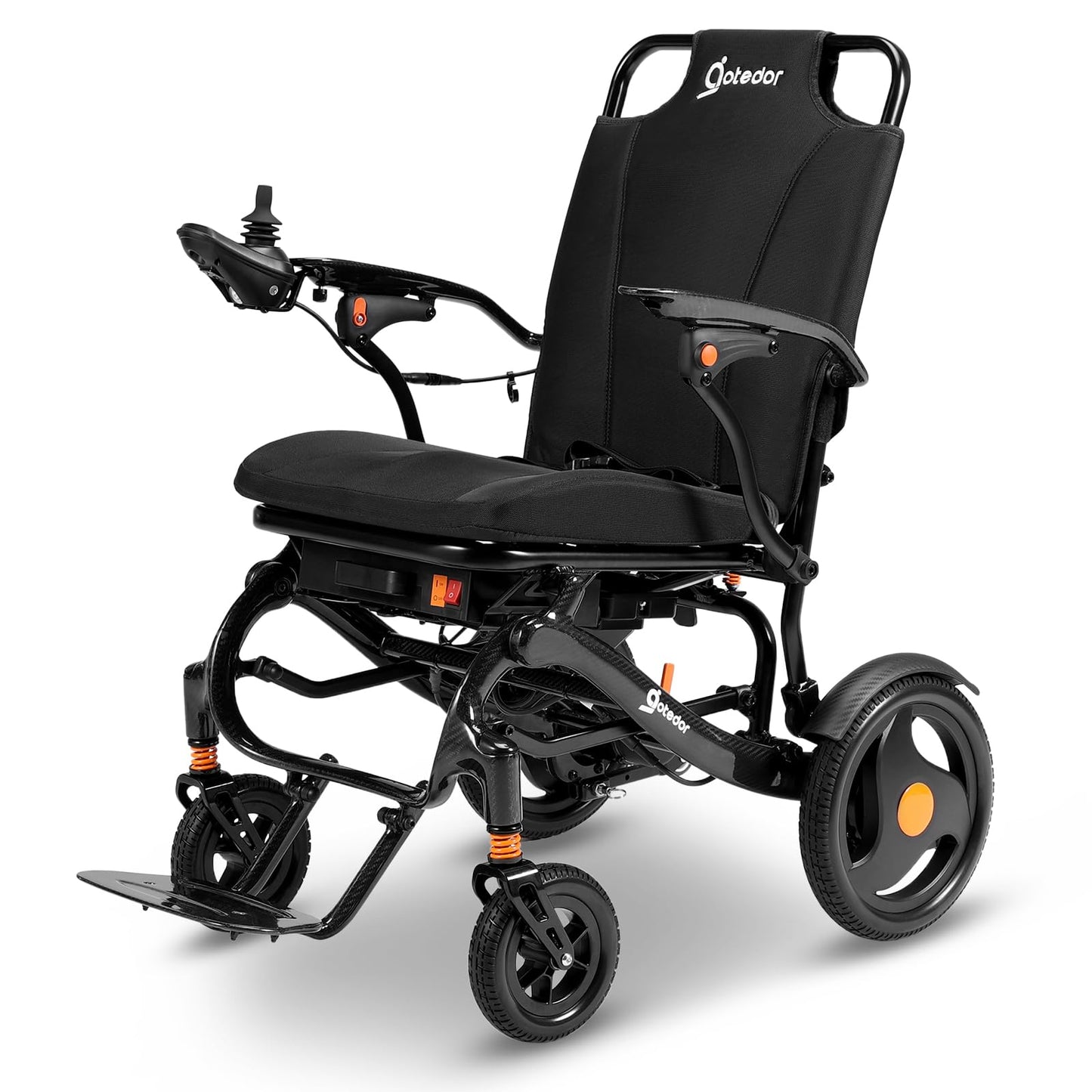 Aotedor Carbon Fiber Electric Wheelchair,37 lbs Lightweight Yet Stable,30 Mile Long Range,Dual 12AH Batteries, Airline Approved Foldable Power Wheelchair for Seniors, Safer & More Comfortable Travel