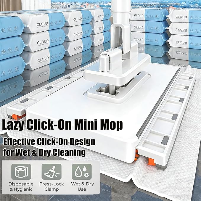Snap Grip Mini Mop, Clever Zero Touch Cloth Changing Mini Mops, 39 Inch