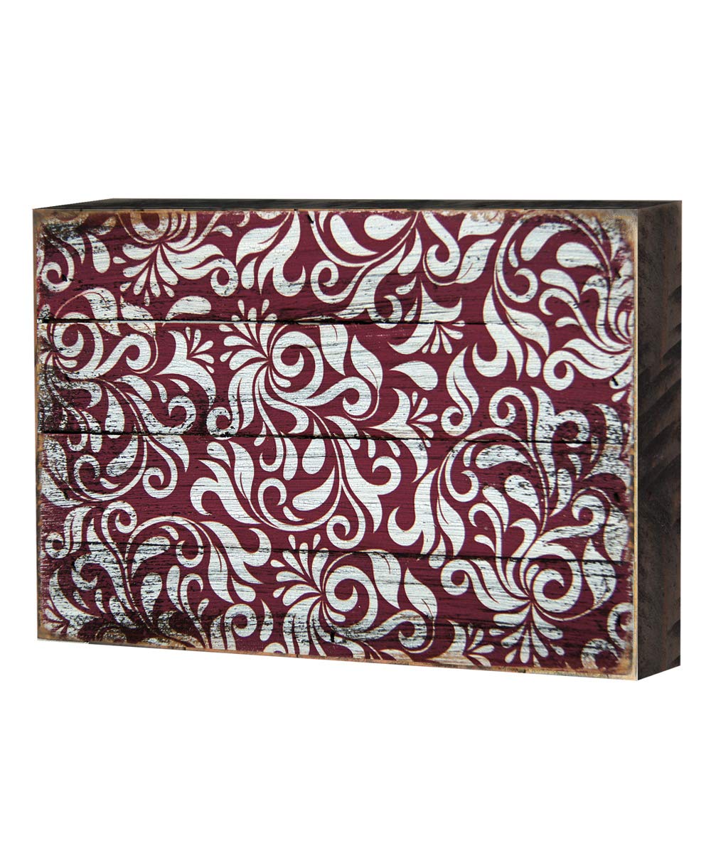 Designocracy 95001-08 Decorative Patterned Rustic Wooden Block Design Graphic Art
