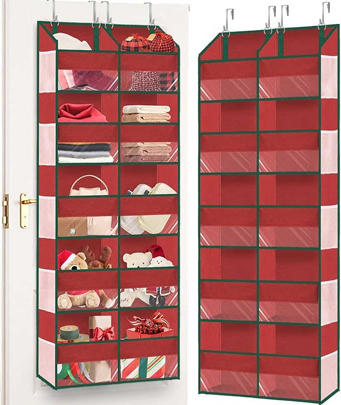 Christmas Over The Door Organizer 5 Tiers, Extra Large Behind Door Storage of