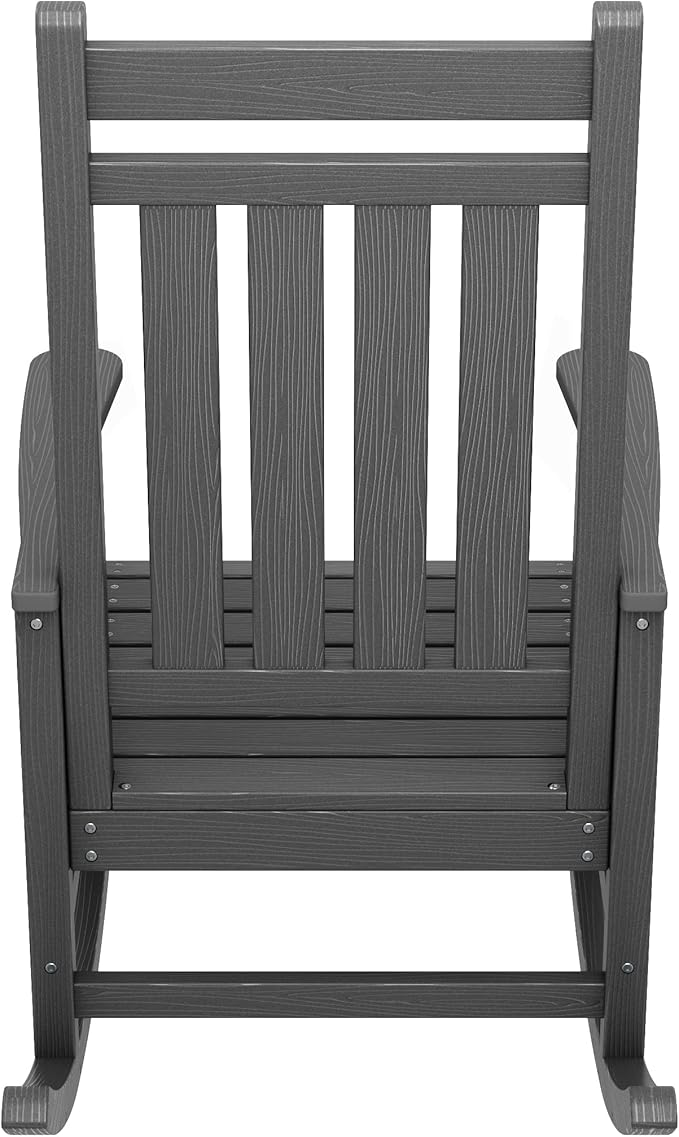 SERWALL Outdoor Rocking Chair Set of 2, HDPE Rocking Chairs for Adult, All Weather Porch Rockers for Lawn Garden, Grey