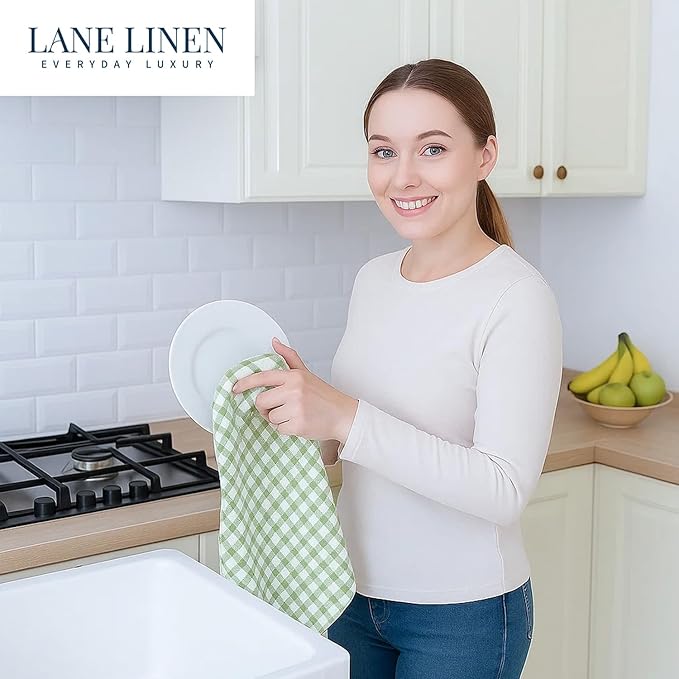 LANE LINEN Cotton Kitchen Towels Set, Quick-Drying Dish Towels