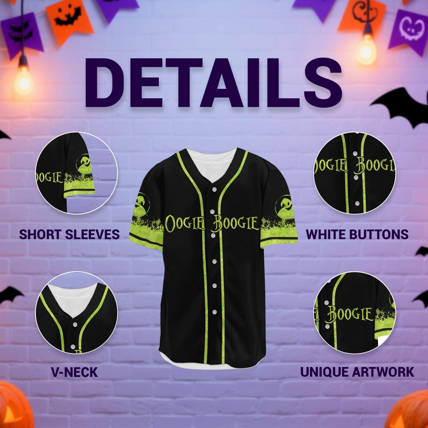 fat mummy Nightmare Baseball Jerseys for Men Women, Halloween Movie Christmas Shirt (L) Black-Green