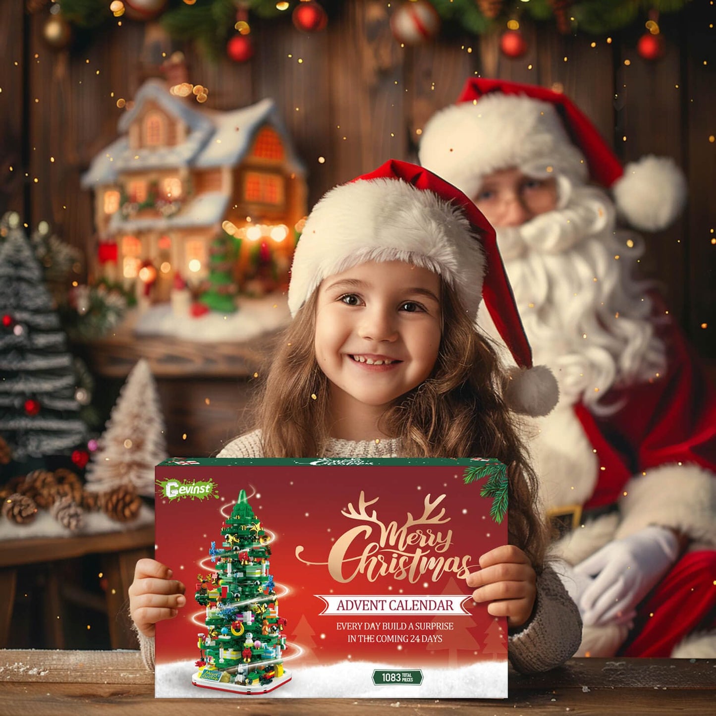 Advent Calendar 2025 Adult Teen Boy Girls Kids Christmas Tree Building Set Toys with Led light, Holiday 24 Days Christmas Countdown Calendars Xmas Tree, Fun Cute Gifts (1083 PCS)