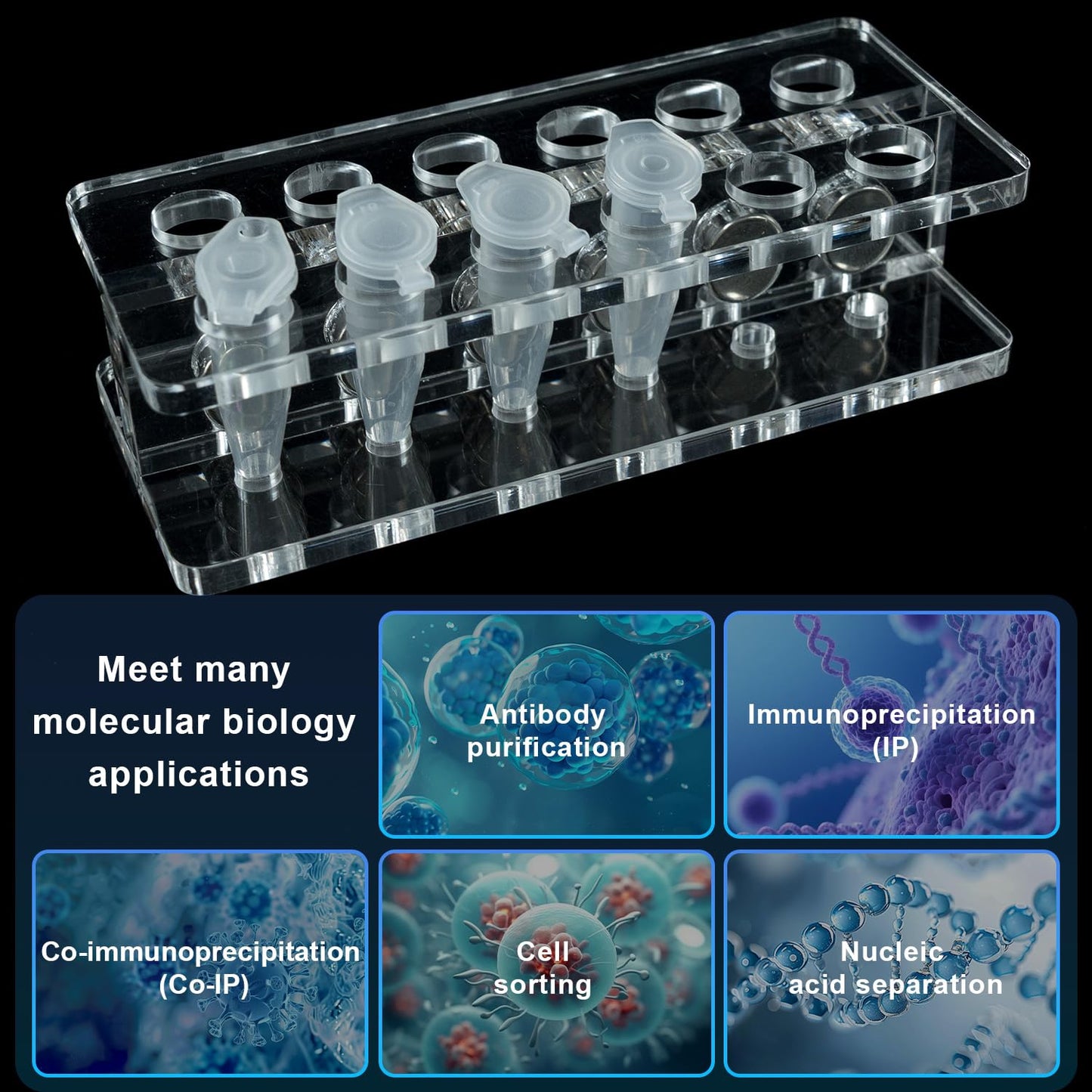 VISOSCI Compact Magnetic Separation Racks for Preliminary Magnetic Beads Purification, for for 1.5ml/2ml centrifuge Tubes, 12-Wells
