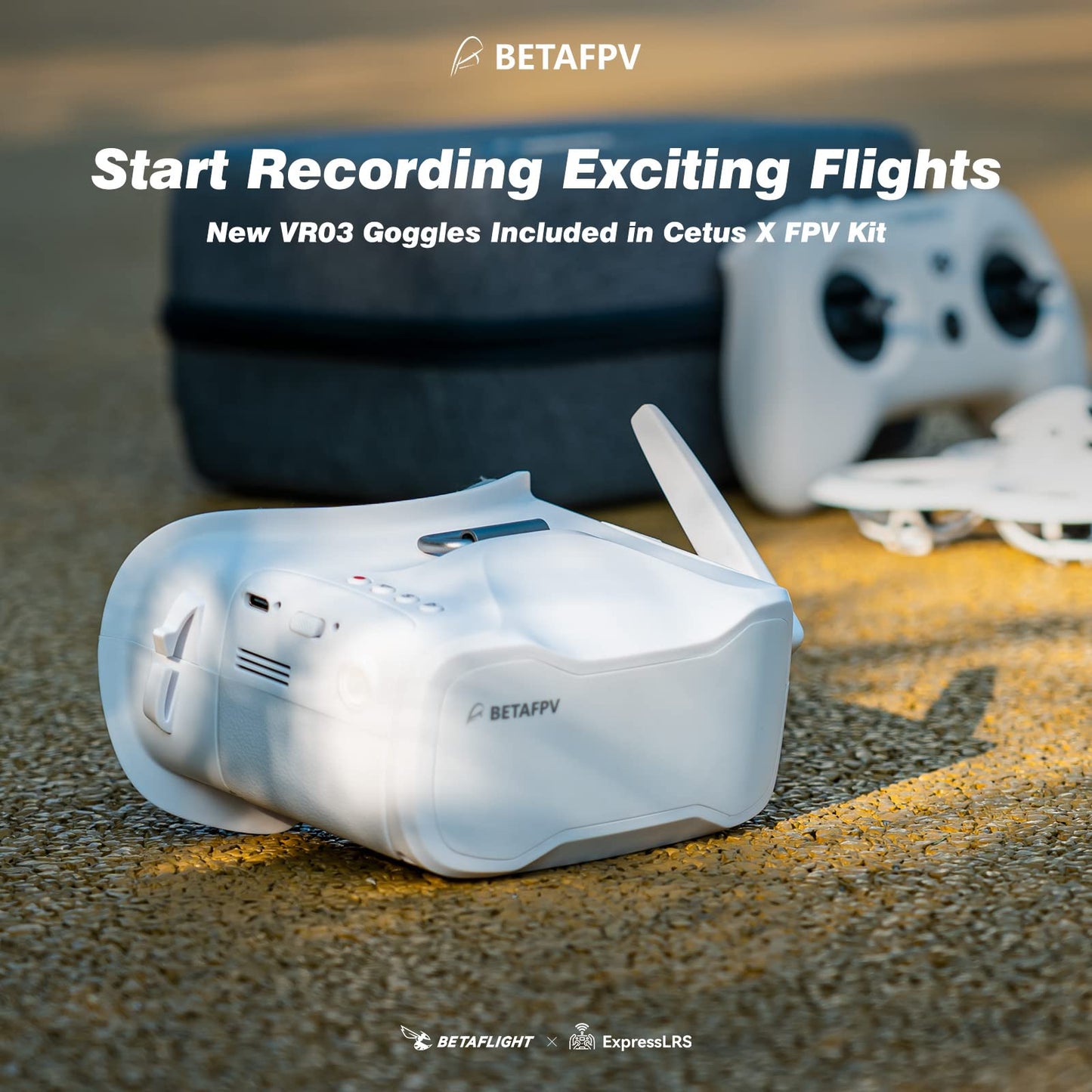 BETAFPV ELRS V3 Cetus X FPV Kit with Betaflight FC LiteRadio 3 Transmitter C04 Cam VR03 Goggles with DVR Recording Function, Supported 2S Power Advanced RTF Kit for FPV Beginners to Fly Faster Further