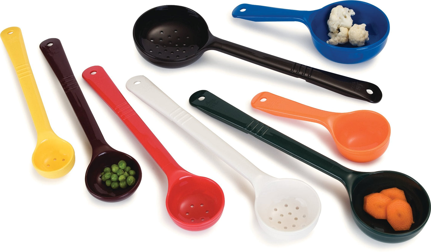 Carlisle FoodService Products 496205 Measure Miser Perforated Measuring Spoon with Short Handle, 2 Ounce, Red