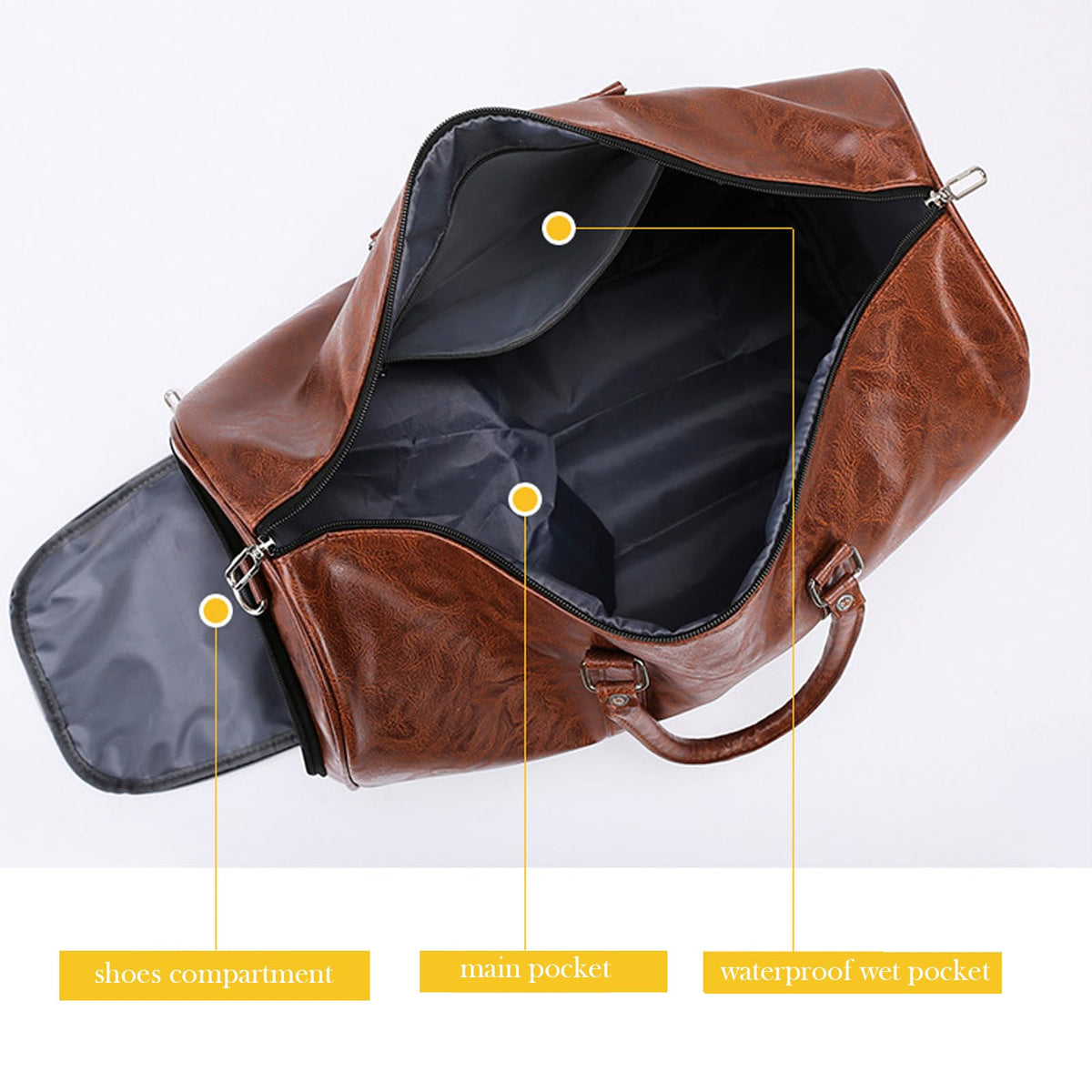 PU Leather Duffle Bag for Travel Duffel Bag, Gym Bag Overnight Bags Weekender Bag for Men (black)