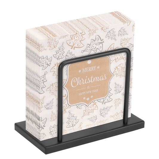 Livabber Napkin Holder, Metal Napkin Storage Modern Freestanding Tissue Paper Dispenser for Table Kitchen Countertop (Metal Base, Black)
