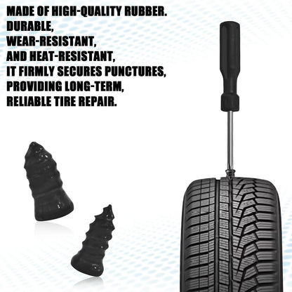 CCOQ 60PCS Tire Plugs Kit Screws Type Tire Repair Rubber Nail, Vacuum Spiral Rubber Screws in Tires Plugs with Screwdriver, Self-Service Emergency Roadside Flat Tire Quick Puncture Repair Nail Tool