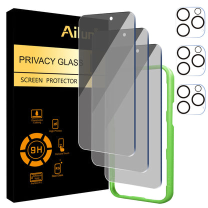 Ailun 2Pack Privacy Screen Protector Compatible for iPhone 14 Pro Max [6.7 inch] + 2 Pack Camera Lens Protector, Anti Spy Private Tempered Glass Film, Case Friendly, [9H Hardness] - HD