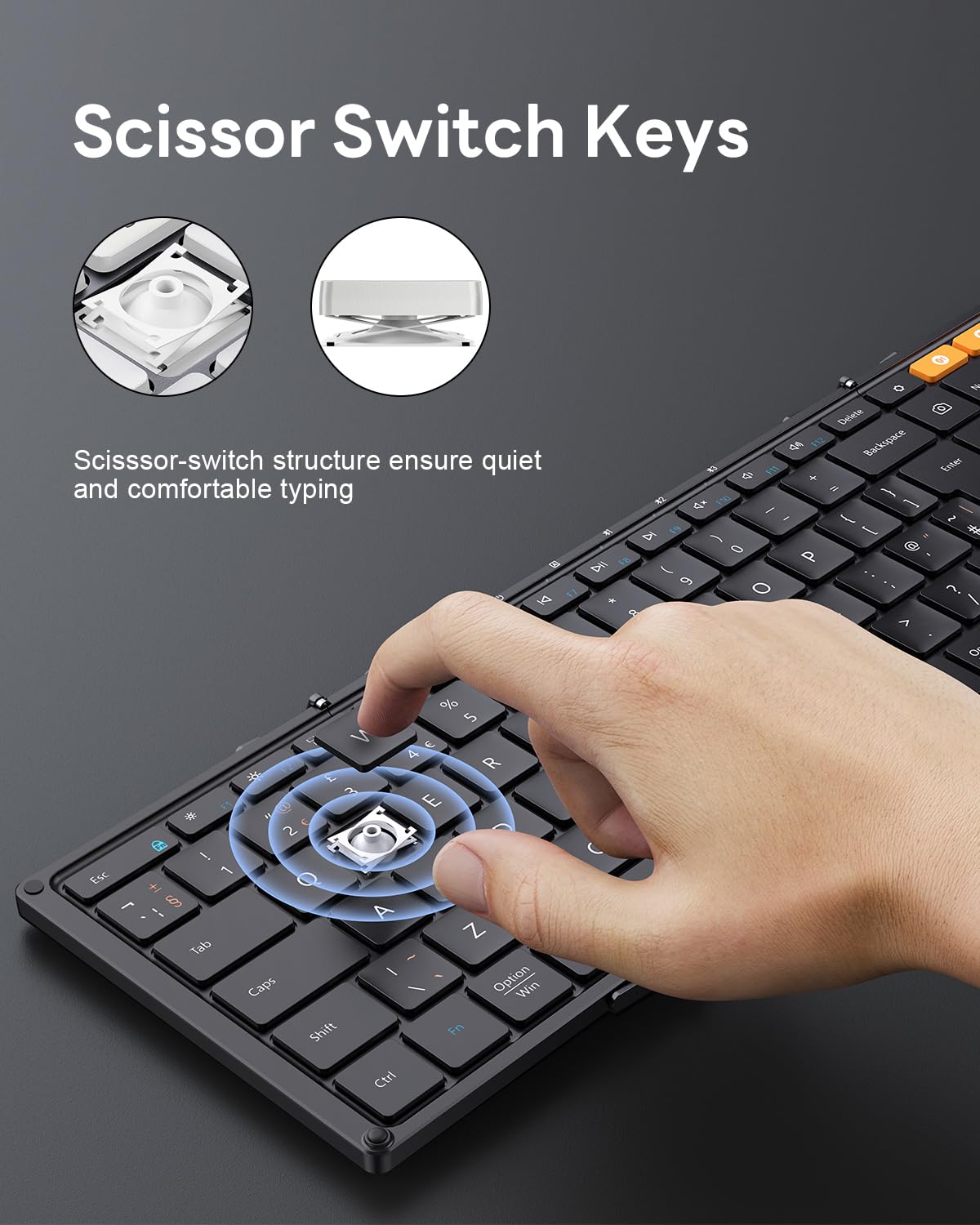 ProtoArc XK01 Foldable Bluetooth Keyboard with Number Pad - Full-Size Portable Wireless Folding Keyboard for Windows, iOS, Android & Tablets | QWERTY UK Layout | Black