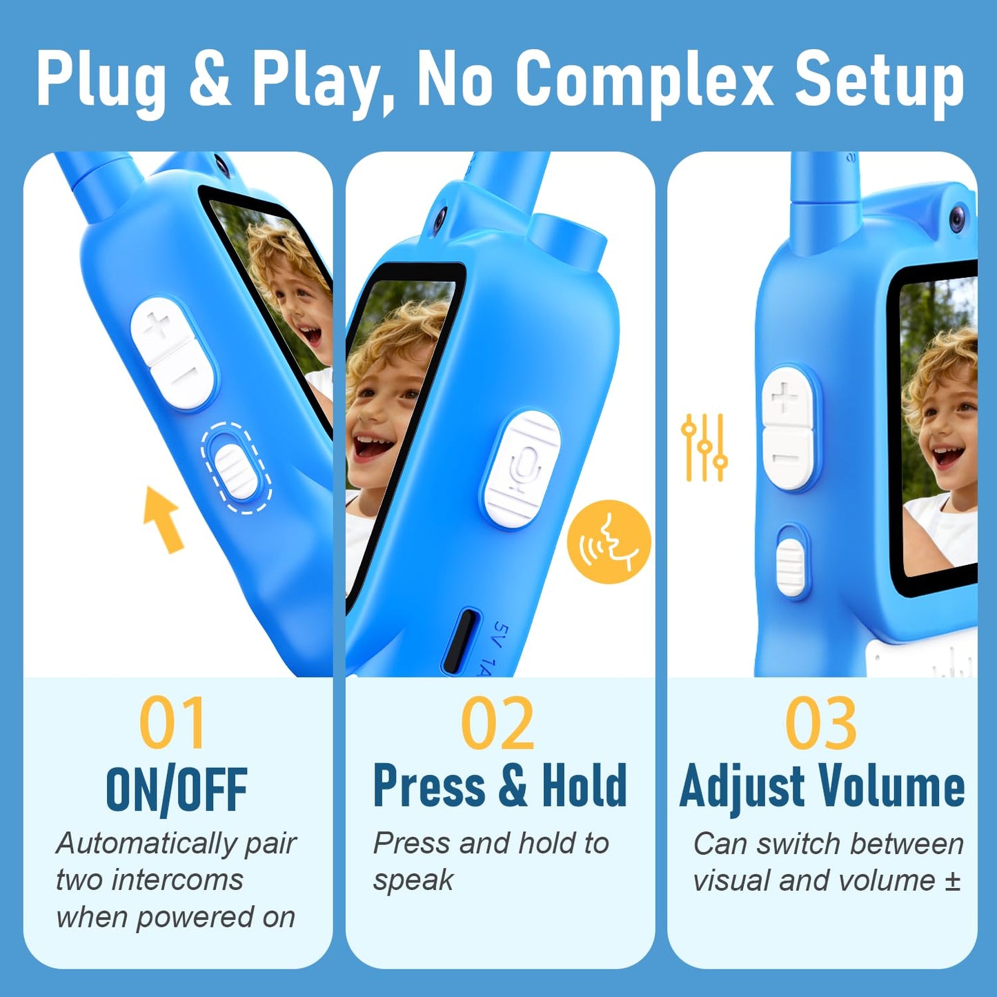 Lapare Video Walkie Talkies for Kids, 2 Pack Rechargeable Walkie Talkies with HD Color Screen, Real-time Video, Outdoor Camping Toys & Birthday Gifts for Boys Age 3-8