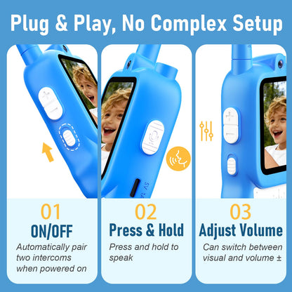 Lapare Video Walkie Talkies for Kids, 2 Pack Rechargeable Walkie Talkies with HD Color Screen, Real-time Video, Outdoor Camping Toys & Birthday Gifts for Boys Age 3-8