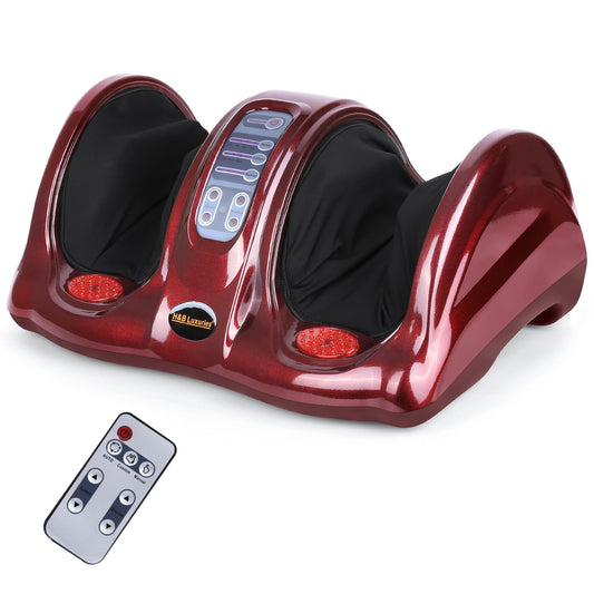 H&B Luxuries Shiatsu Foot Massager Machine with Remote Controller, Kneading and Rolling Home Massagers for Feet, Ankle, Calf, Leg, Gift for Men, Women, Father, Mom Parents and The Elderly, Red