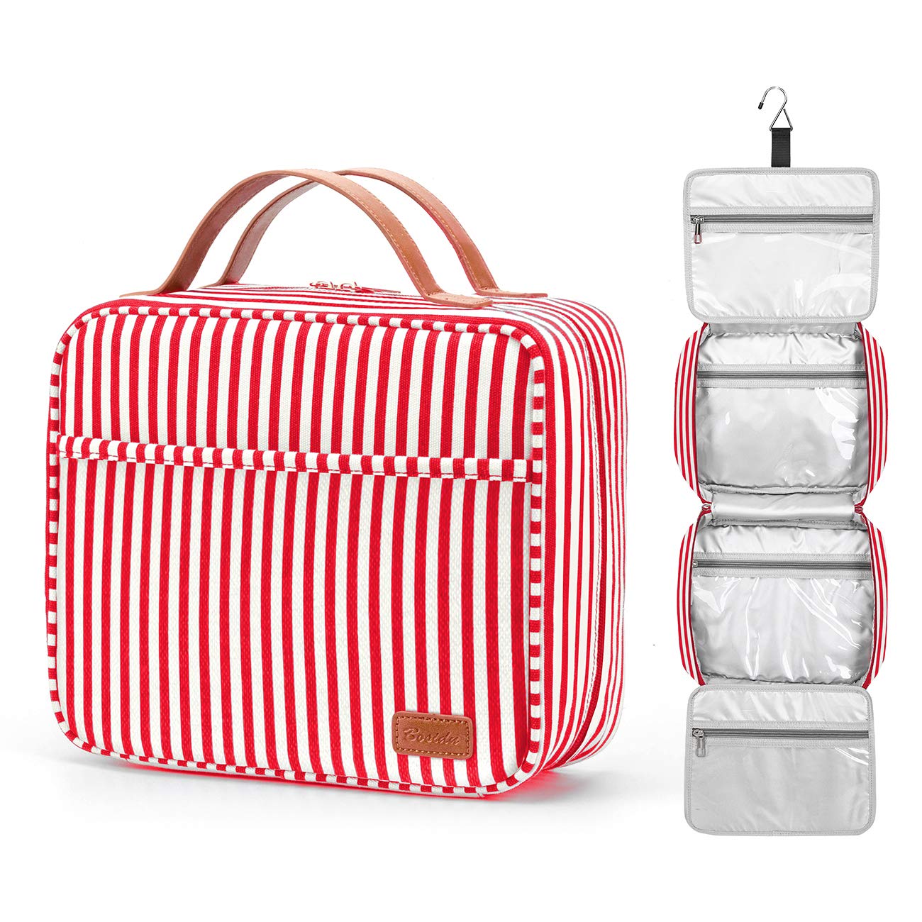 Bosidu Hanging Travel Toiletry Bag, Large Capacity Cosmetic Travel Toiletry Organizer for Women with 4 Compartments & 1 Sturdy Hook, Perfect for Daily Use/Valentines' Day