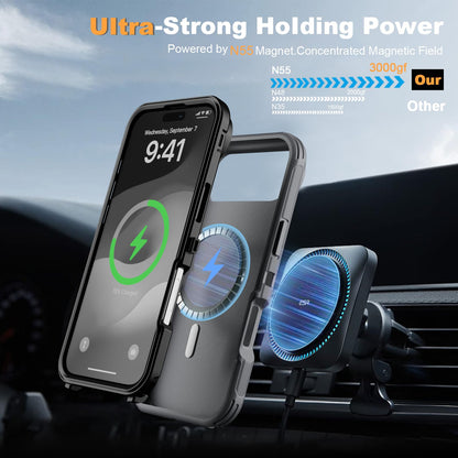 for iPhone 17 Air Case with Stand & Built-in Camera Cover Birthday Gifts for Women, MagSafe Compatible, Heavy-Duty Shockproof Protection, Magnetic & Rugged Phone Cover for iPhone 17 Air 6.5''