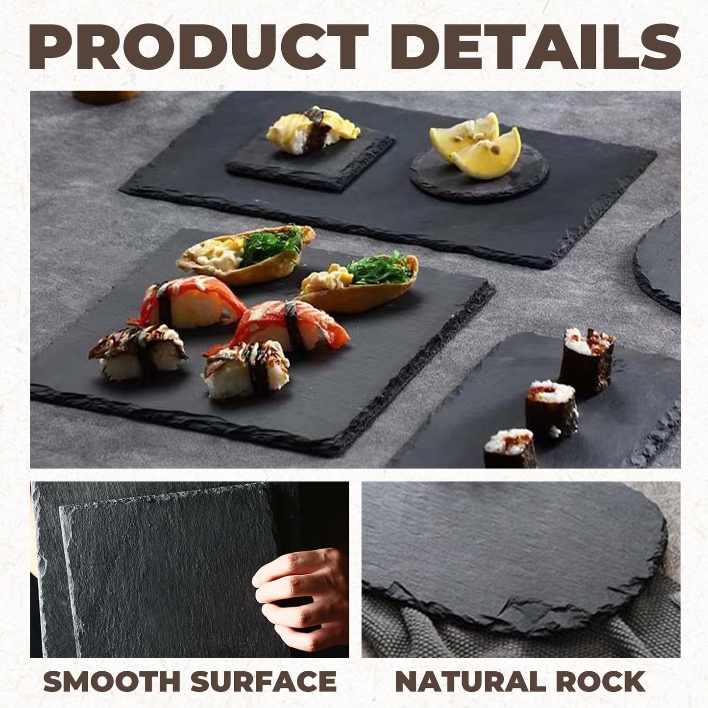 Hyuetrsa15Pcs Slate Cheese Boards, Natural Black Slate Charcuterie Boards with Chalk Surface for Laser Engraving DIY, 8" x 4" Mini Stone Plates for Party Sushi Serving Tray, Gift Ready
