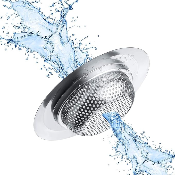 2 Pcs Kitchen Sink Strainer, Stainless Steel Drain Cover, Large Wide Rim 4.5"