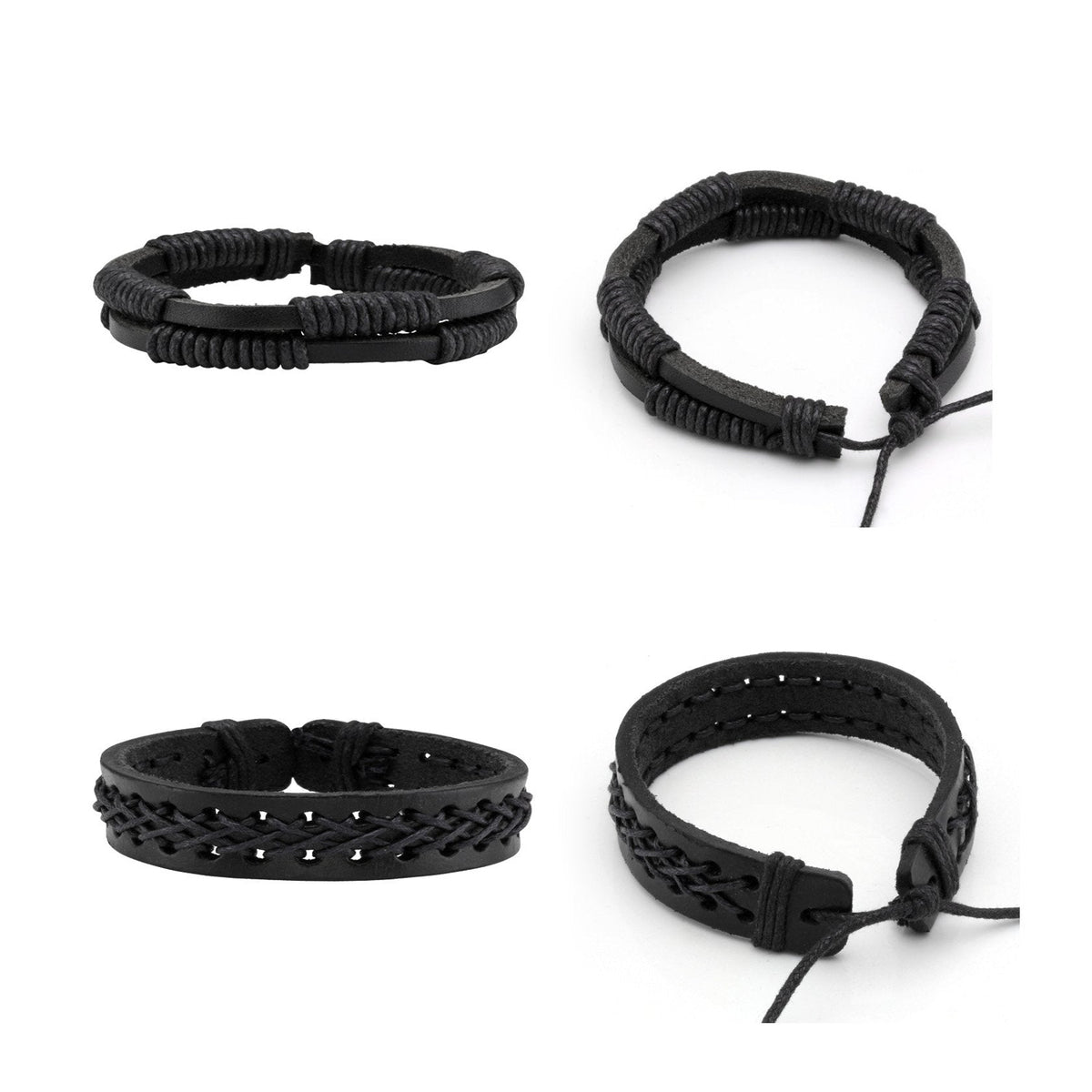 MILAKOO 10 Pcs Braided Leather Bracelet for Men Women Wooden Beaded Bracelets Wrap Adjustable