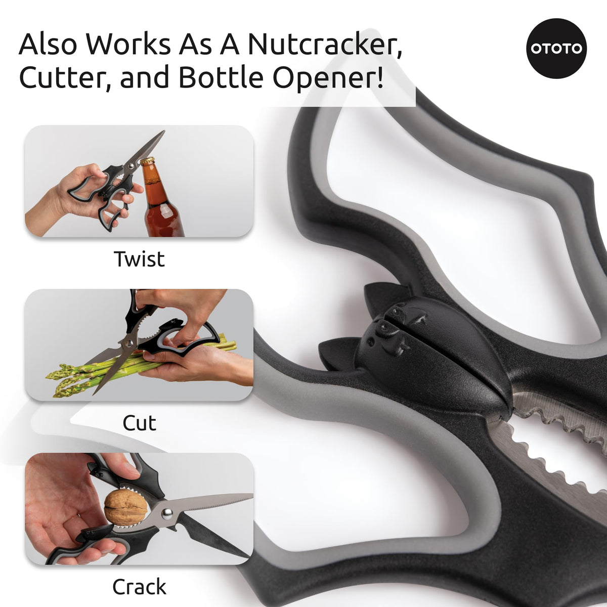 OTOTO Elizabat Kitchen Scissors - Halloween Goth Cute Bat Kitchen Shears, Gothic Scissors Utensils - Spooky Bats Halloween Gifts, Cute Gadgets, Kitchen Gadgets