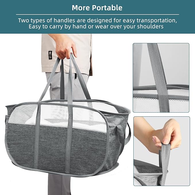 Collapsible Laundry Baskets, Tear Proof Pop Up Laundry Hamper