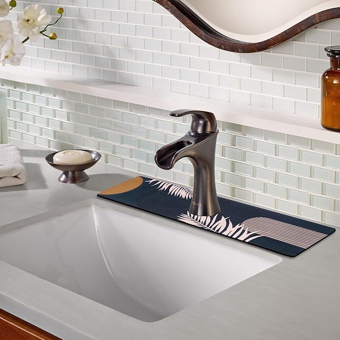 Sink Faucet Absorbing Mat, 2 Pack Drying Mat Around Faucet Sink Splash Guard