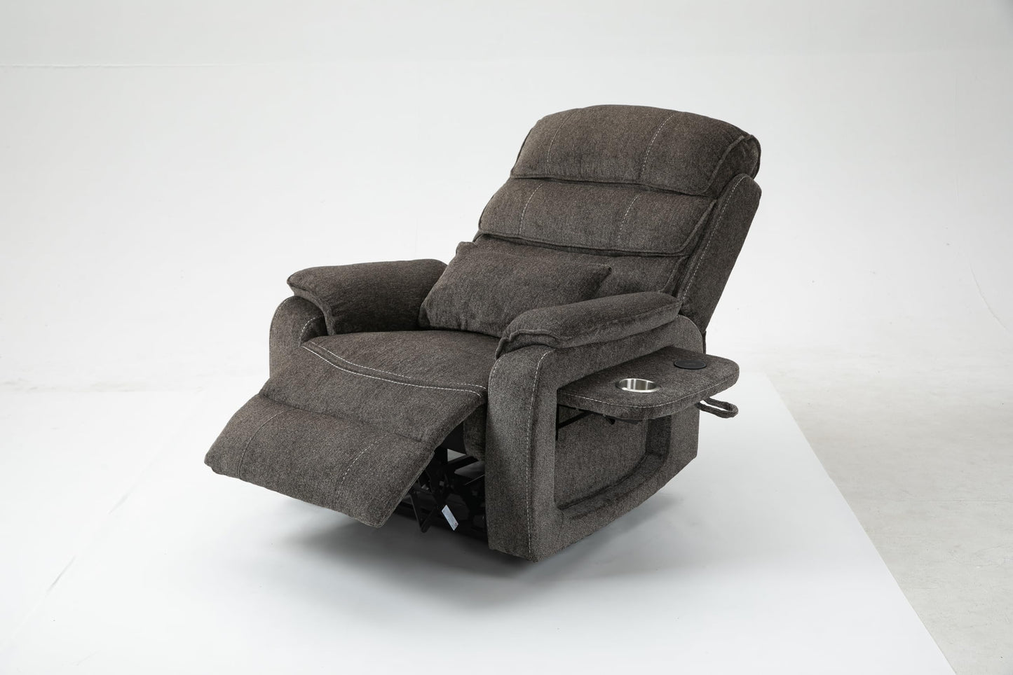 GDFStudio Oversized Power Lift Recliner Chair with Heat Massage Wireless Charging 180 Degree Lay Flat Electric Reclining Sofa with Cup Holder and Dual Remote Control, Light Brown