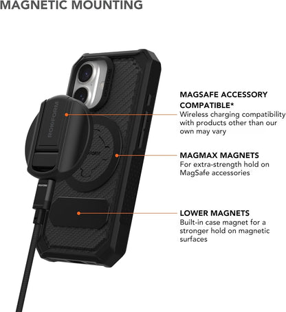 Rokform Rugged Case Compatible with iPhone 16 Pro Max, Magnetic Cover (Black)