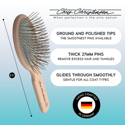 Chris Christensen Brush & Comb Bundle - Big K Slicker, 000 7.5 in Greyhound Style Fine/Coarse Comb, 27mm Original Series - Groom Like a Professional, Made in USA