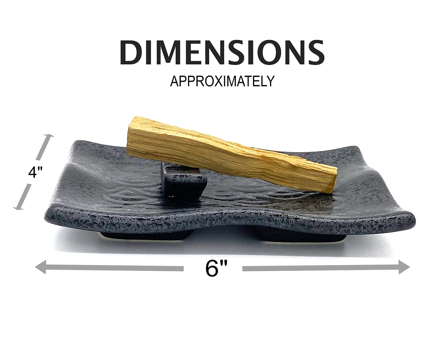 TOBOHU Black Rectangle Ceramic Palo Santo Holder, Wood Incense Stick Burning Bowl, Ceramic Burner for Palo Santo Sticks