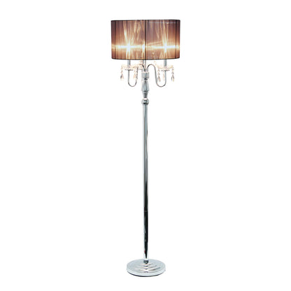 Elegant Designs LF1002-BLK Trendy Romantic Sheer Shade Hanging Crystals, Black Floor Lamp