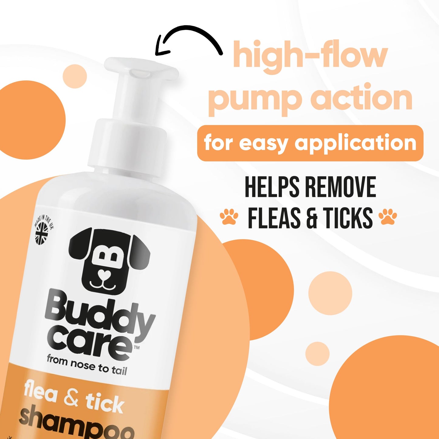 Flea & Tick Dog Shampoo by Buddycare (500ml) Effective Flea Shampoo for Dogs to Help Eliminate Fleas & Ticks Itchy & Sensitive Skin Relief Flea Treatment for Dogs Cleans & Soothes Skin
