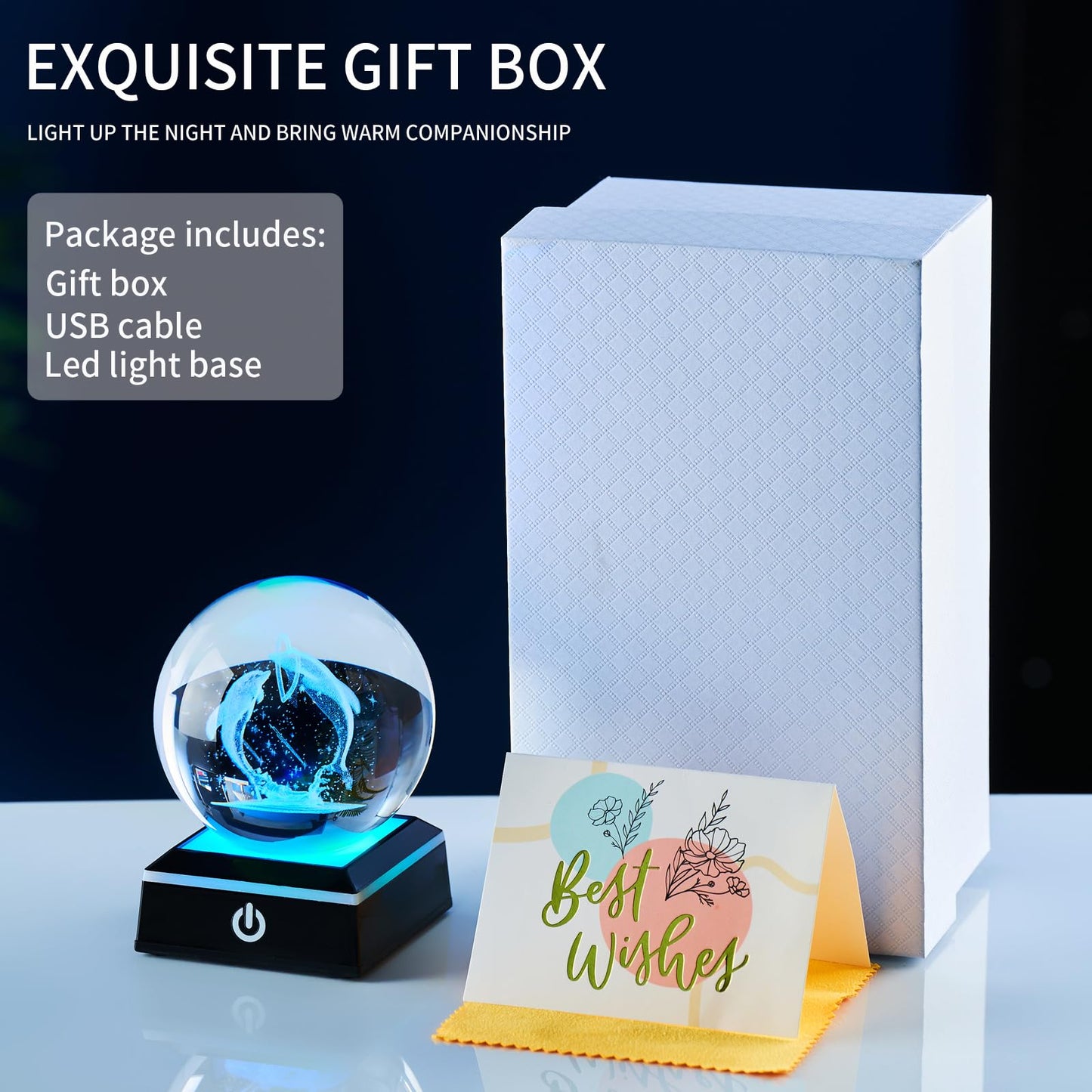 Zerelys 3D Tree of Life Crystal Ball Night Light for Boys Girls, 3.15 Inch LED Crystal Lamp, Birthday Gift for Kids, Bedroom Decor with Gift Box(Tree of Life)