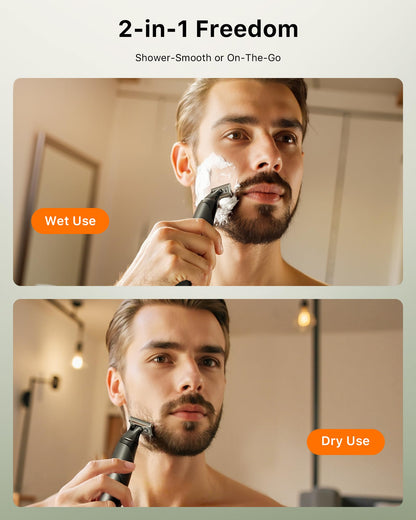 [2025 Upgraded Beard & Body Hair Trimmer for Men [All-in-One] USB-C Fast Charging, Groin & Ball Hair Painless Electric Shaver, Travel Razors, Waterproof Wet/Dry Groomer, Black(Lite)