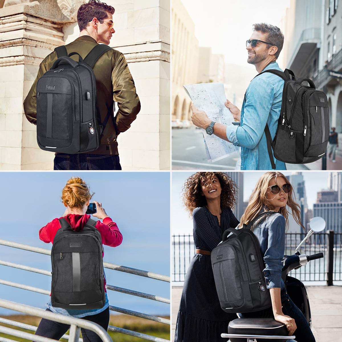 Laptop Backpack, Anti-Theft Business Travel Work Computer Rucksack with USB Charging Port, Large Lightweight College High School Bag for Boy Men Women (15.6inch)