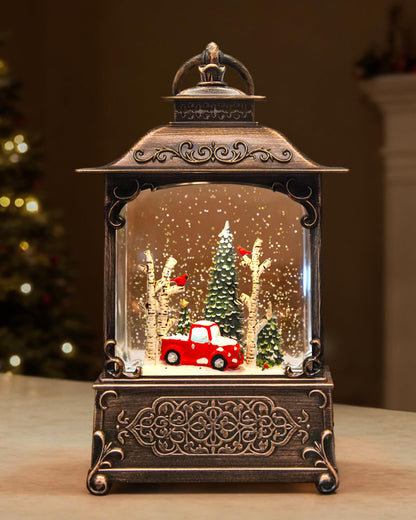 Christmas Snow Globes Light up Snowglobes Christmas Lantern with 8 Songs, 10.43" Christmas Snow Globes for kids adults, 6H Timer & Dual Power, Lighted Christmas Decorations Indoor, Gifts for Women Men