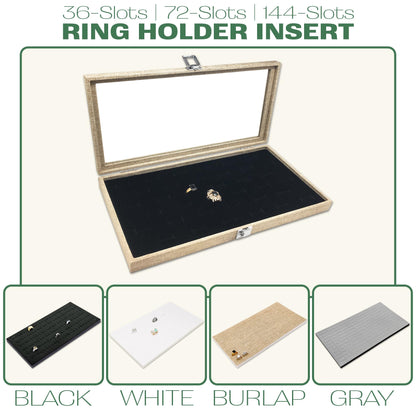TheDisplayGuys For Your Modern Living 2-Pack 72-Ring Holders Leatherette Foam Padding Jewelry Inserts - Tray/Case Liners - Retail Display, Storage (White) by The Display Guys