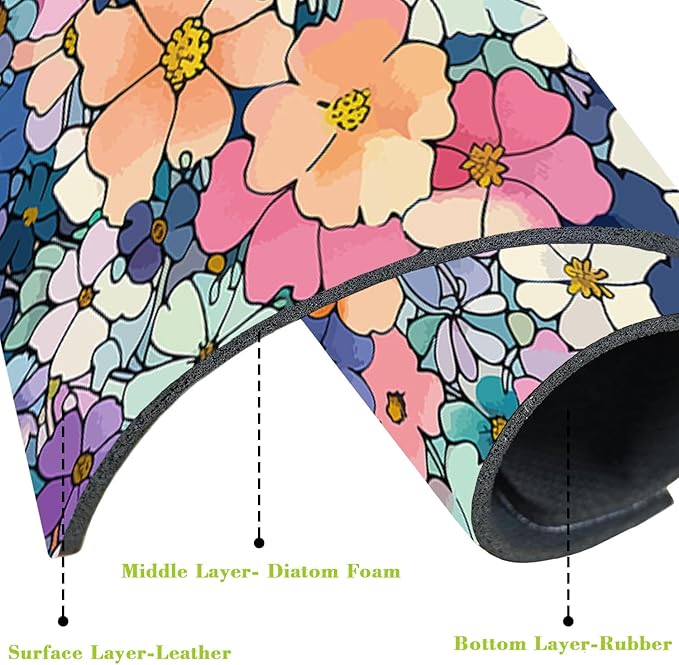 Sink Faucet Absorbing Mat Cute Flowers Sink Splash Guard Drying Mat
